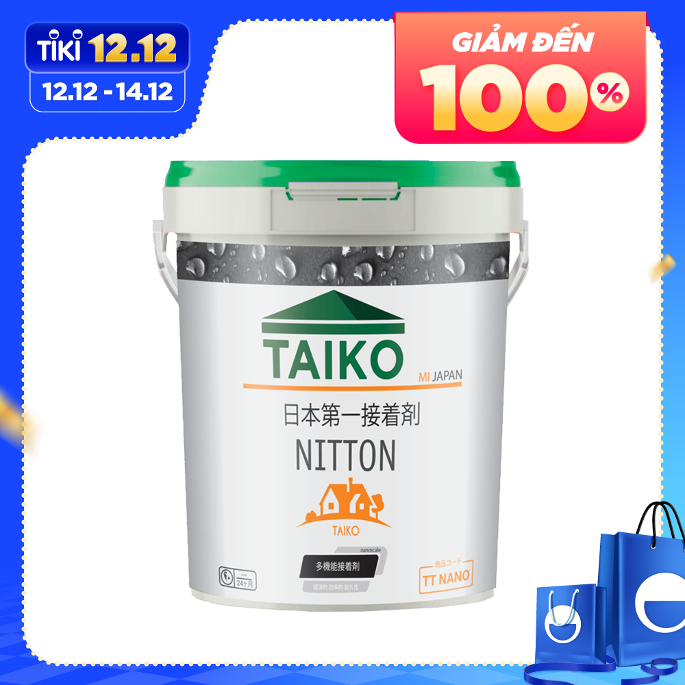 1Kg, 5Kg, 10Kg, 18Kg Keo Sơn Chống Thấm Sàn Mái Lộ Thiên TAIKO NITTON (Gốc Acrylic) - Tặng Kèm Vải Kết Cấu Và Chổi Lăn Sơn - Chống Thấm Sàn Mái, Máng Xối, Ban Công Lô Gia, Bể Nước, Bể Cá, Bề Mặt Cát Xi Măng (Hiệu quả hơn khi pha với Xi Măng