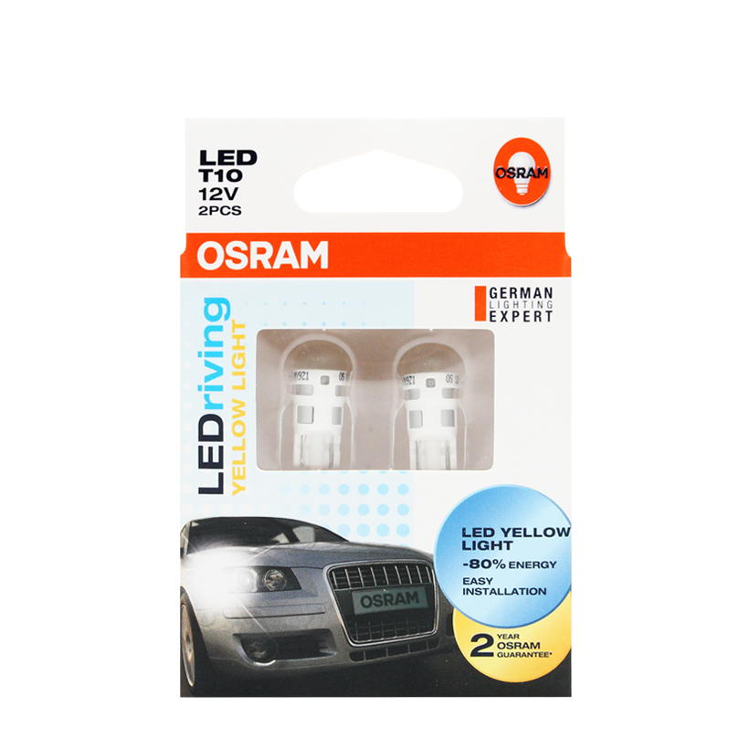 Bóng đèn led chân ghim nhỏ OSRAM STANDARD RETROFIT W5W 12v màu vàng (Hộp giấy 2 cái)