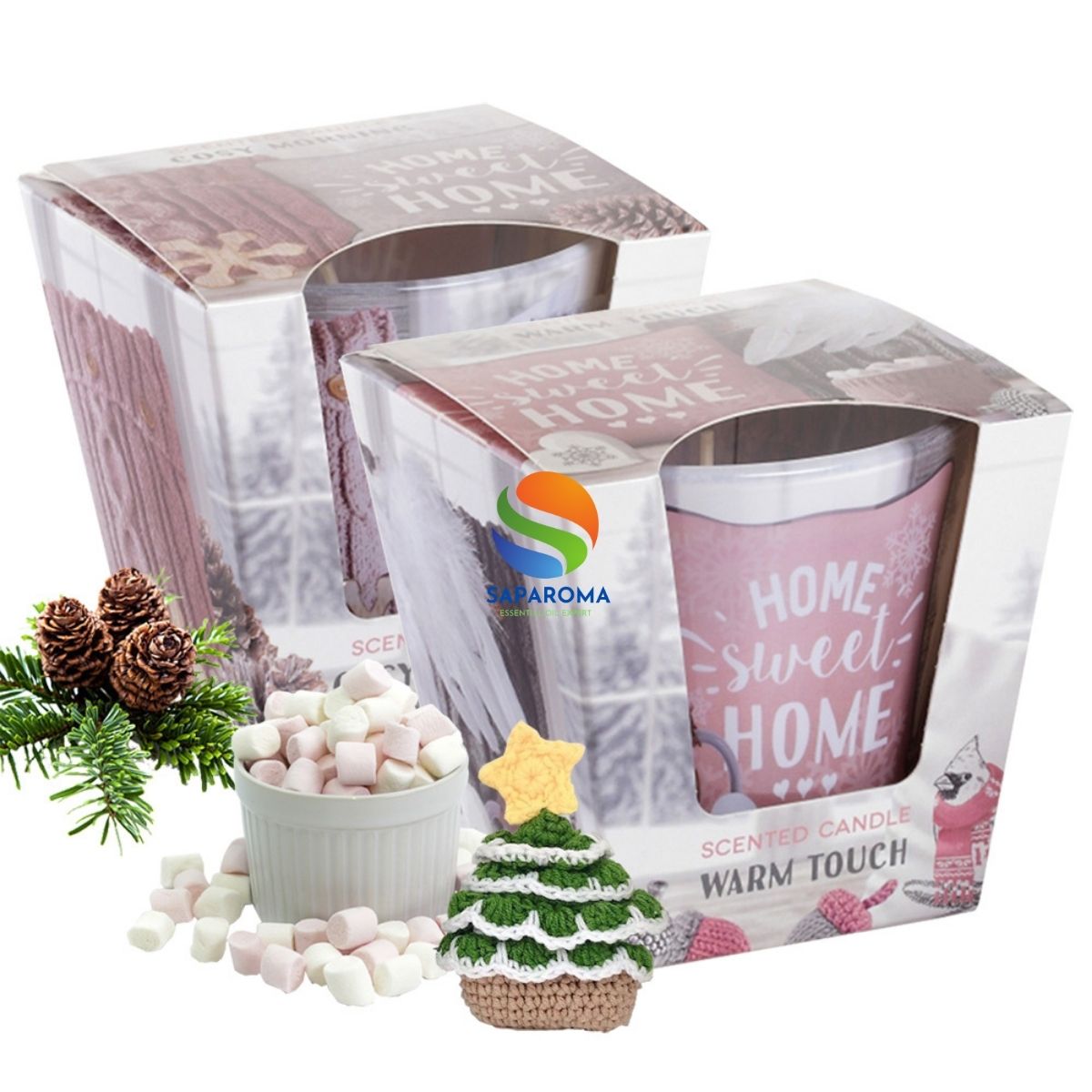 Combo 2 ly nến thơm tinh dầu Bartek Home Sweet Home 115g - hương thông, len, nến trang trí, thơm phòng, thư giãn, khử mùi