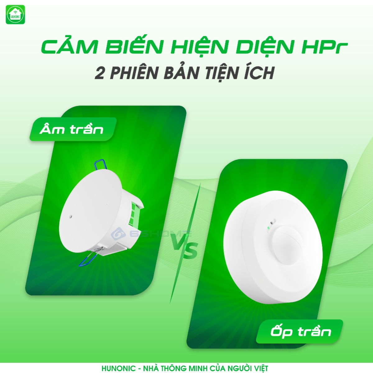 Cảm Biến Hiện Diện Ốp Trần, Âm Trần WiFi Hunonic HPR, Cảm Biến Hơi Thở, Phát Hiện Chính Xác Người, Bật Tắt Đèn Tự Động