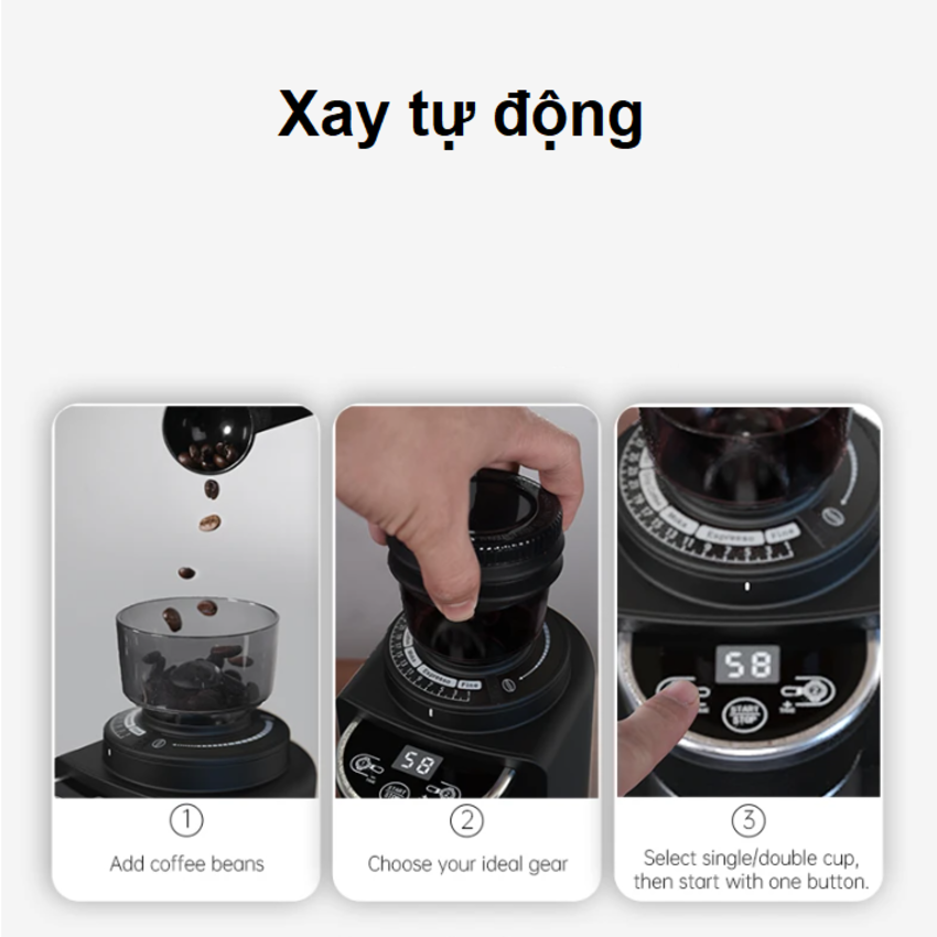 Máy xay hạt cà phê Espresso tự động tích hợp 31 chế độ xay thương hiệu HiBREW G3A - Hàng Chính Hãng