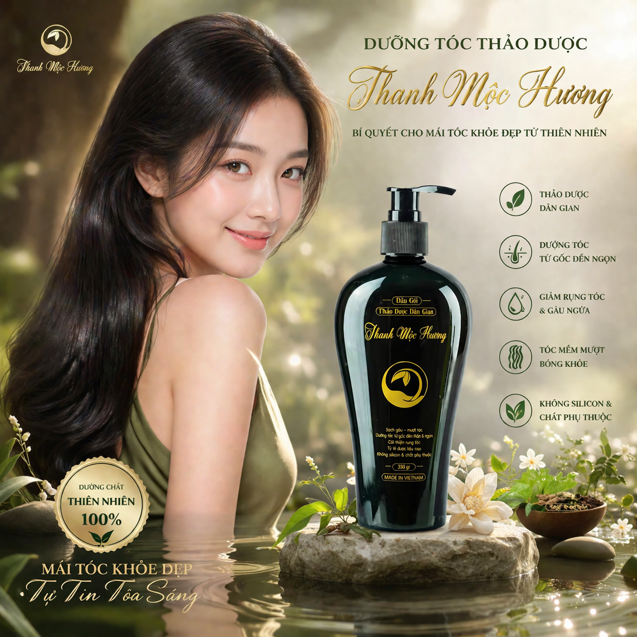 Dầu gội thảo dược Thanh Mộc Hương giúp sạch gàu giảm rụng tóc 350ml