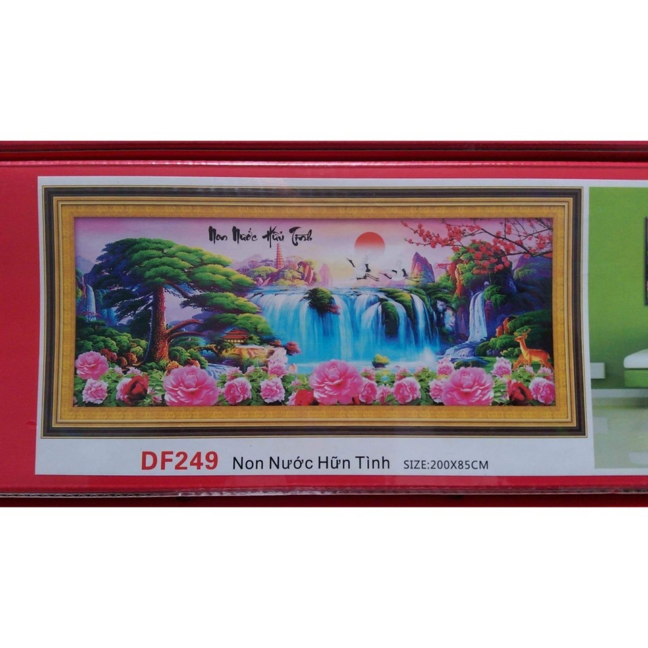 Tranh đính đá Non nước hữu tình 200x85cm - tranh chưa đính DF249
