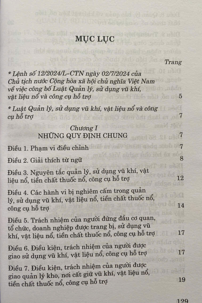 Luật Quản Lý, Sử Dụng V. ũ Khí, Vật Liệu Nổ Và Công Cụ Hỗ Trợ  Năm 2024