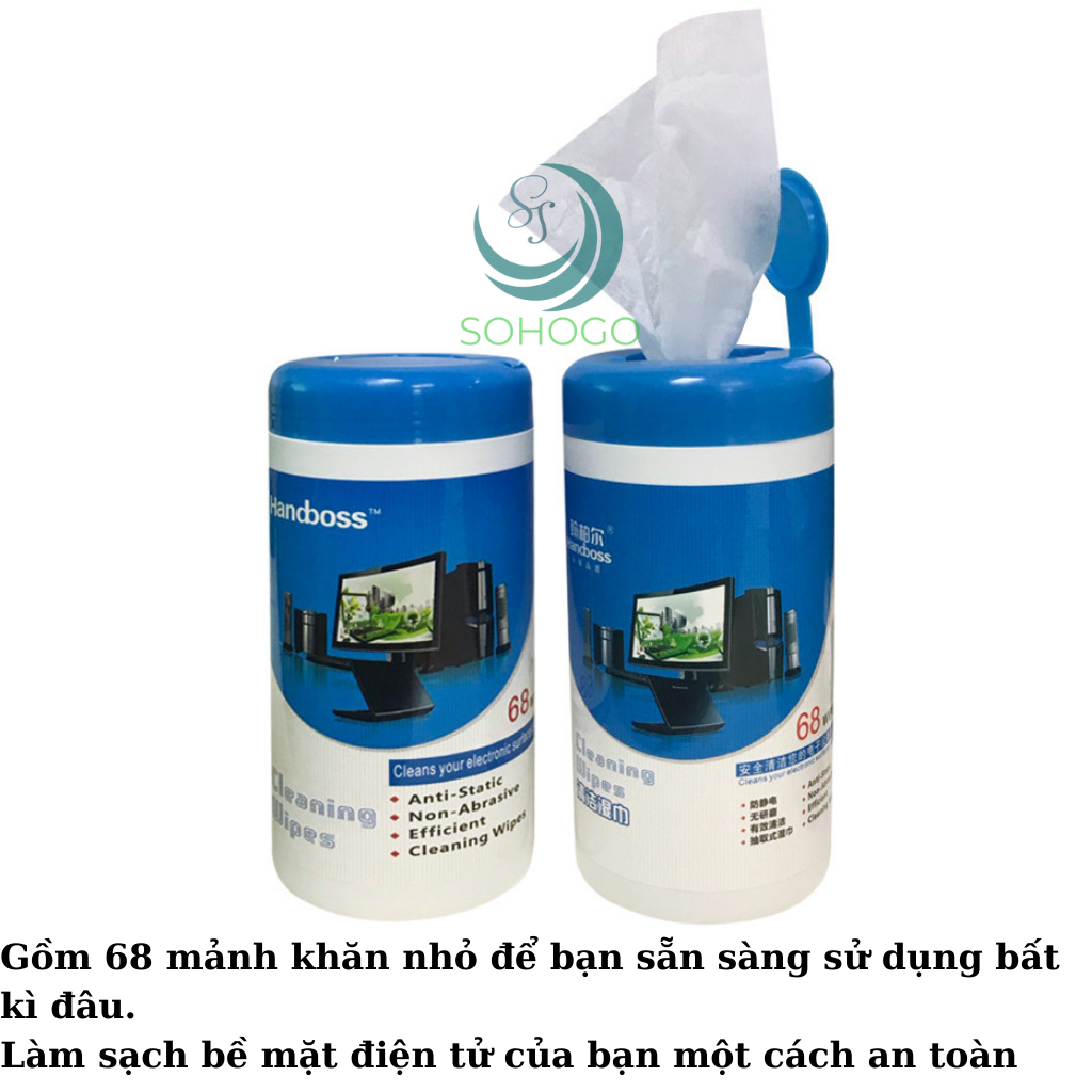 Khăn lau màn hình đa năng 68 miếng-Khăn vệ sinh đa năng dùng lau kính, bàn phím, chuột máy tính, màn hình LCD, màn hình máy tính, điện thoại,… Hàng nhập khẩu