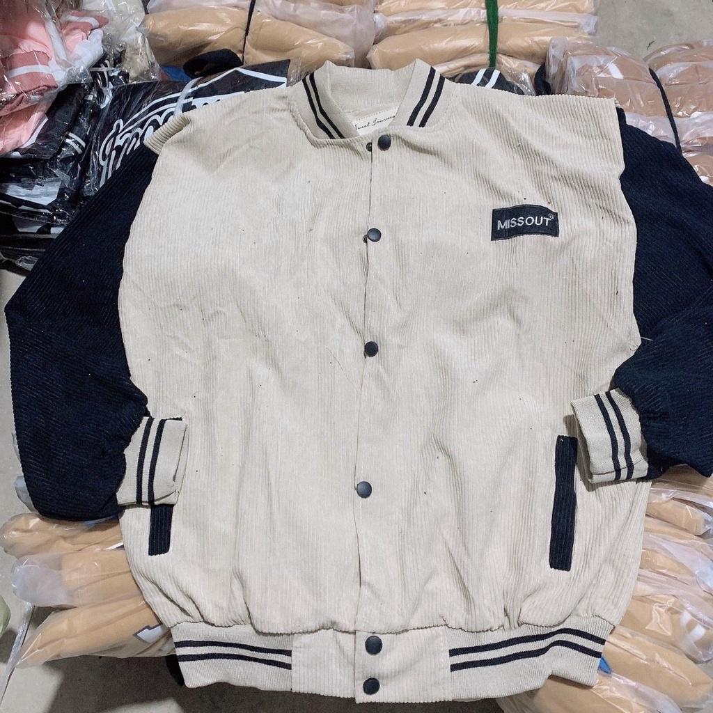 Áo khoác nam nữ - Bomber jacket  chất liệu nhung gân dày dặn form rộng rãi MISSOUT