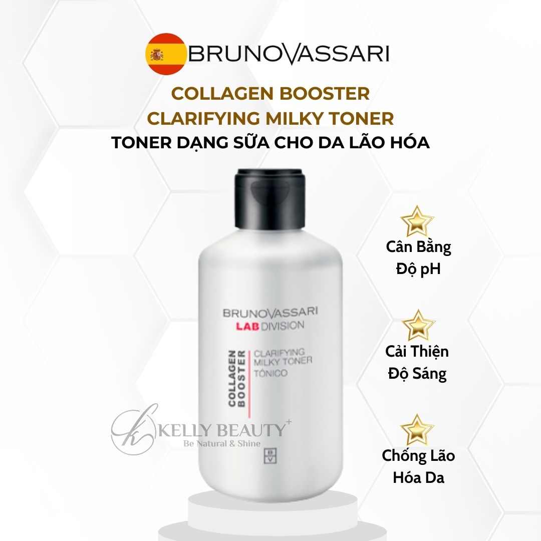 Toner Sáng Da Collagen Booster Clarifying Milky Toner - Bruno Vassari | Kelly Beauty