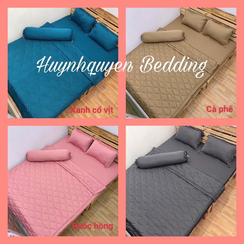 Bộ drap ga thun trơn HQ 4 món mịn, mát, màu sắc đa dạng