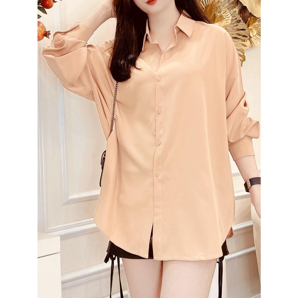 Áo sơ mi, Áo sơ mi dài tay nữ phom rộng basic các màu thời trang sang trọng ulzzang vintage hàn quốc cao cấp AO004