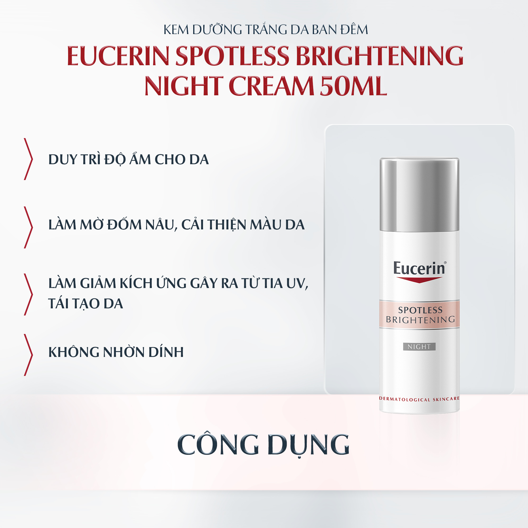 Kem dưỡng đêm giảm thâm nám &amp; sáng da Eucerin Spotless Brightening 50ml