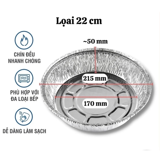 SÉT 10 KHAY GIẤY BẠC LÓT NỒI CHIÊN 22CM  - Dru Hàng Chính Hãng