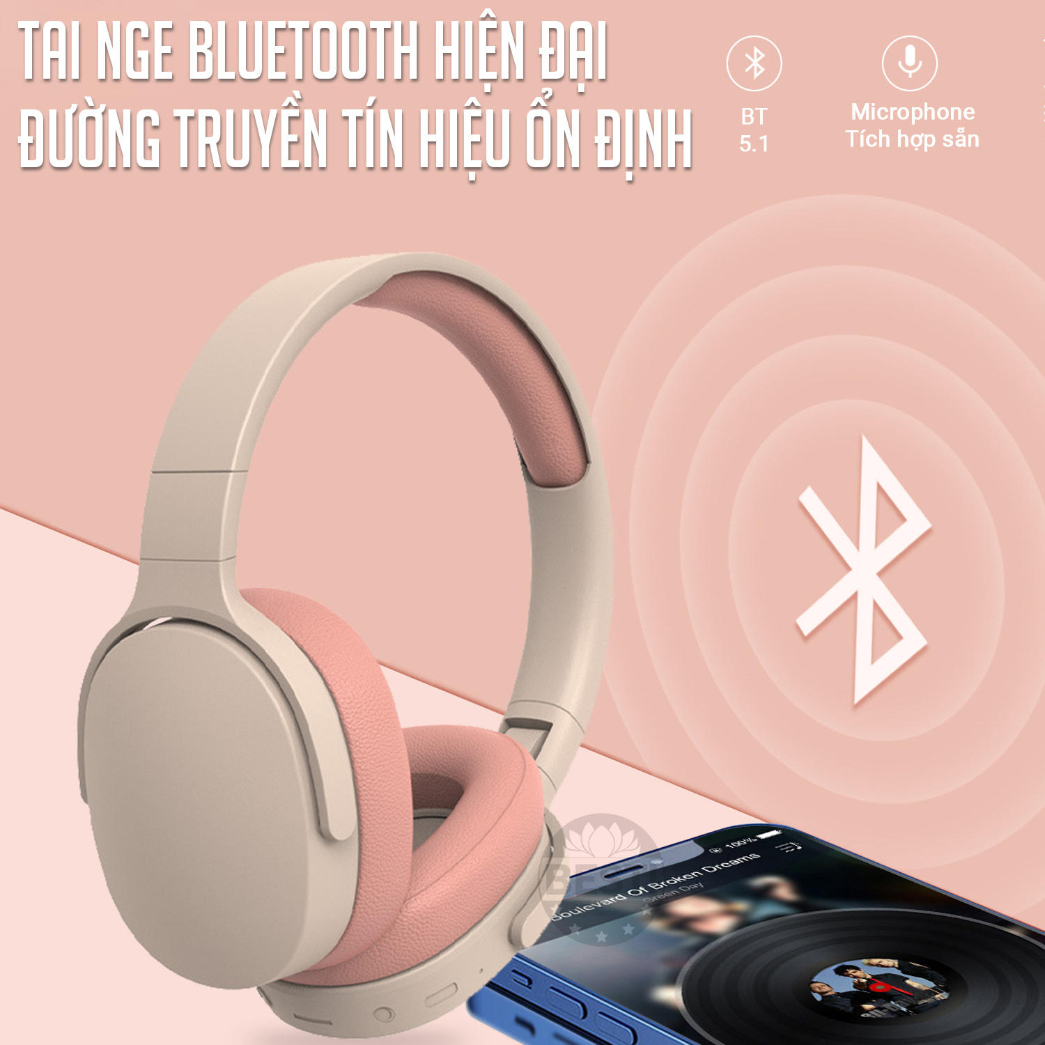 Tai Nghe Chụp Tai Bluetooth Thời Trang Và Phong Cách Âm Bass Ấm Sống Động Có Mic Đàm Thoại Besti – Hàng Chính Hãng