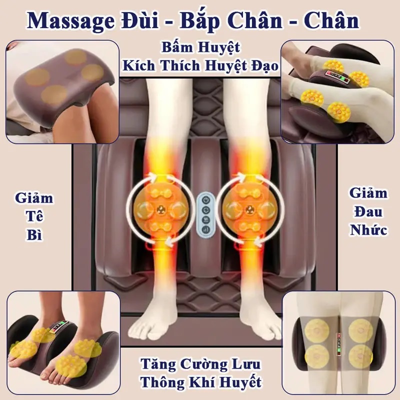 Đệm Massage Toàn Thân GDV Kèm Gối Xông Thảo Mộc, Massage Cổ Vai Gáy và Massage Chân thảm ghế mát xa rung, làm ấm, dụng cụ phục hồi sức khoẻ - Hàng Chính Hãng