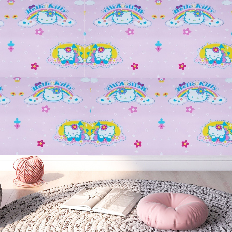 Combo Cuộn 10 Mét Dài Decal dán tường kitty cầu vòng khổ 45cm có keo sẵn