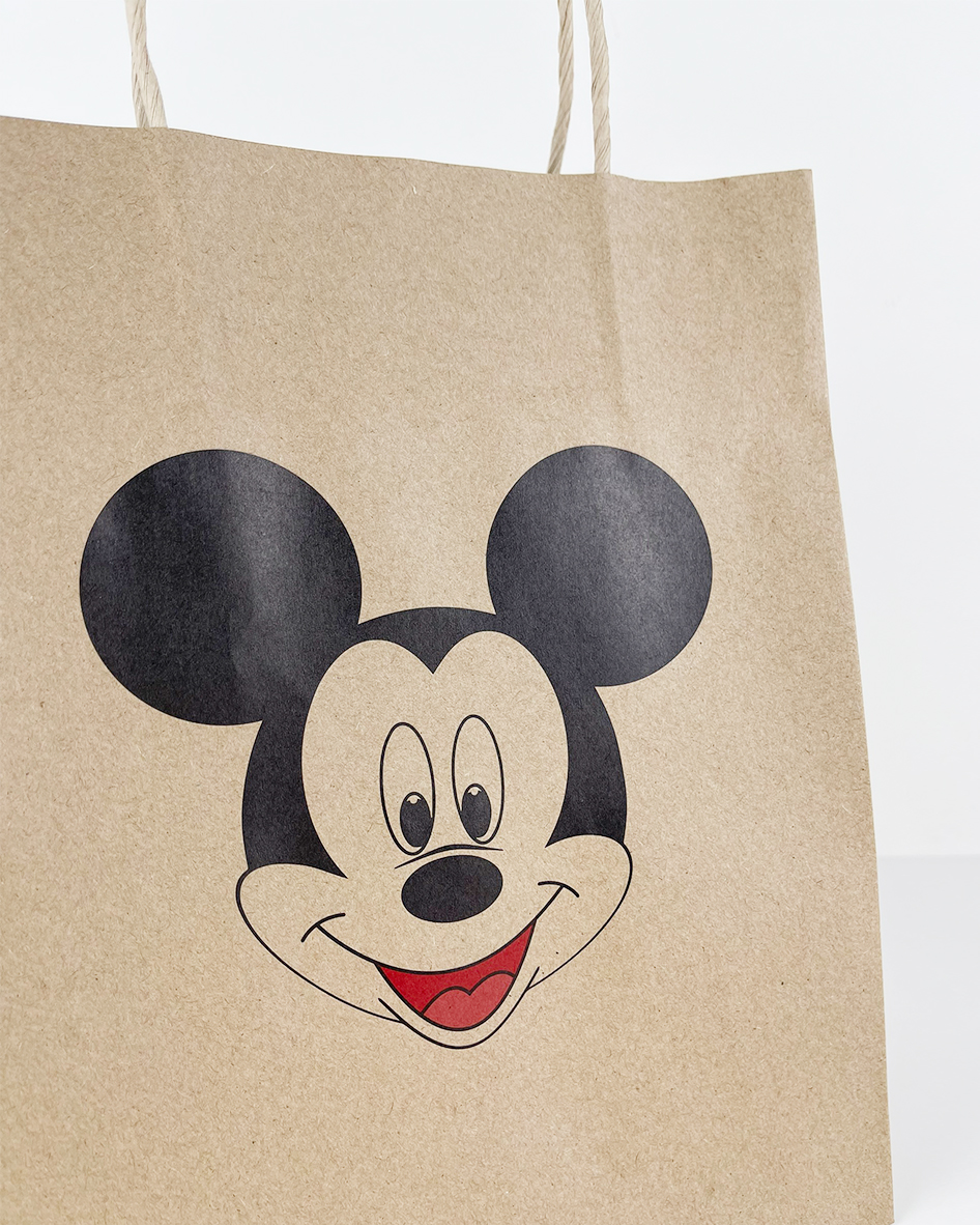 Túi giấy Kraft Nâu hình chuột Mickey. Combo 10 cái