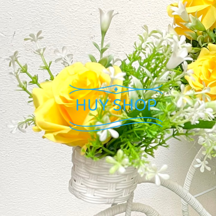 Xe đạp mây Hoa HỒNG  vải cao cấp trang trí nhà cửa