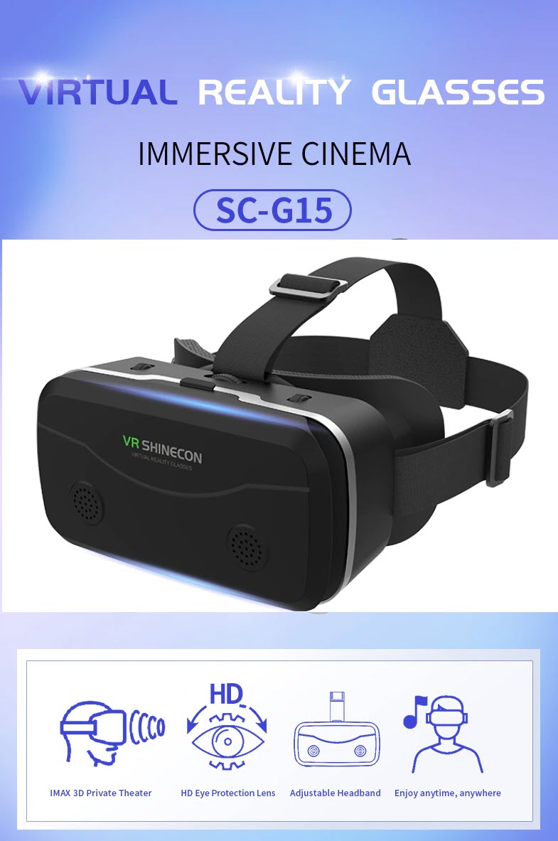 Kính Thực Tế Ảo VR Box Chính Hãng VR Shinecon SC-G15 Xem Film 3D Siêu Nhẹ Dùng Cho Điện Thoại Từ 4.7 - 7 Inches - Hàng Chính Hãng