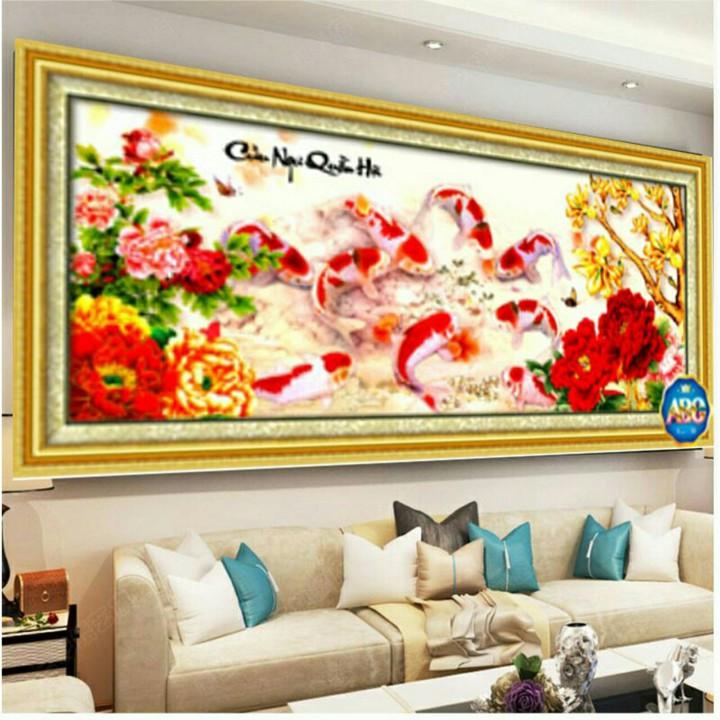 Tranh đính đá Cửu ngư quần hội VS117 - tự đính