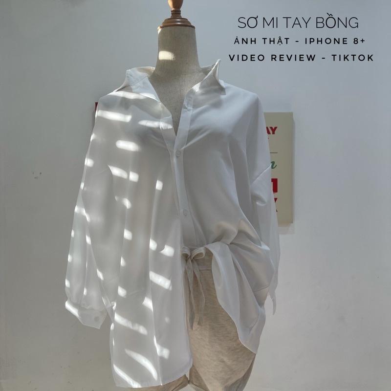 Áo sơ mi trắng trơn tay bồng