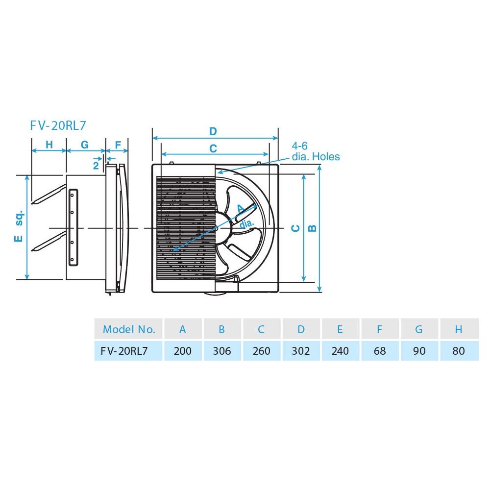 Quạt ốp tường đảo chiều, có lưới Panasonic FV-25RL7_Hàng Chính Hãng