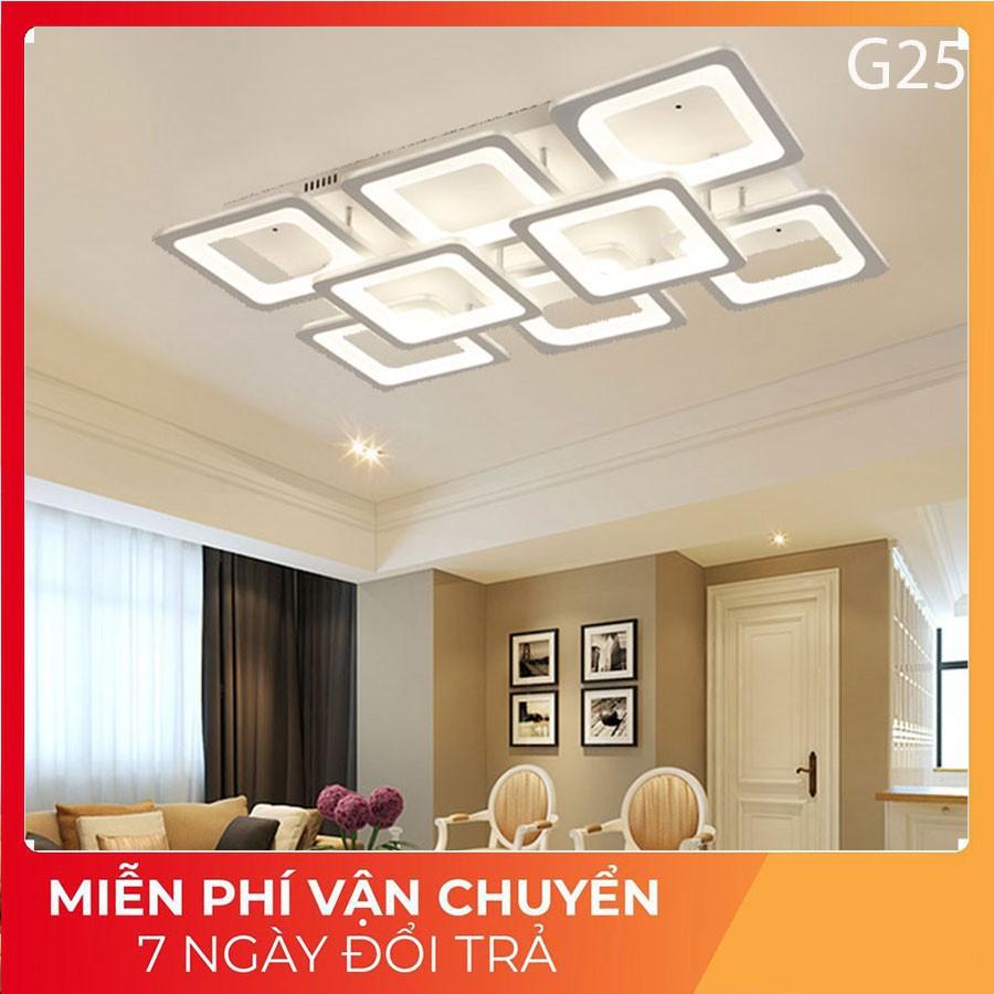 ĐÈN led ốp trần , đèn trang trí phòng khách G25 8 cánh vuông hiện đại 3 chế độ sáng kèm điều khiển từ xa