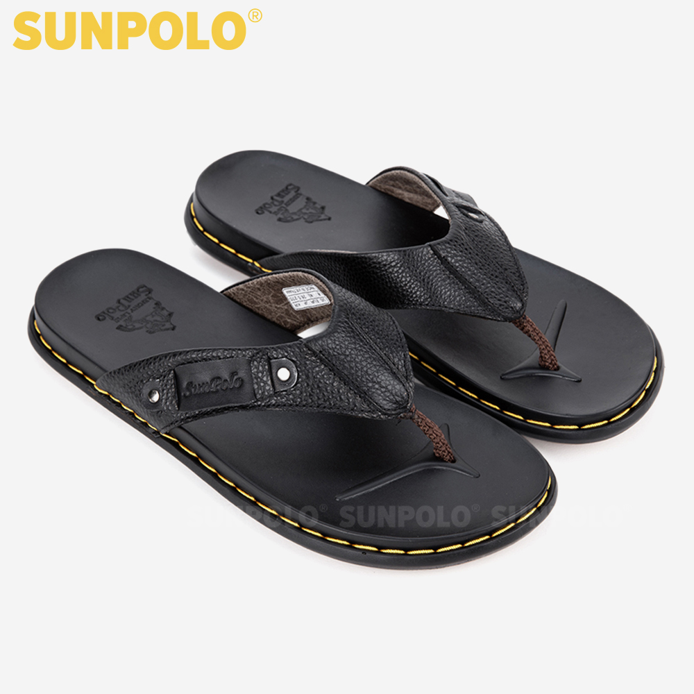 Dép Kẹp Xỏ Ngón Nam Da Bò SUNPOLO KEP204 Êm nhẹ