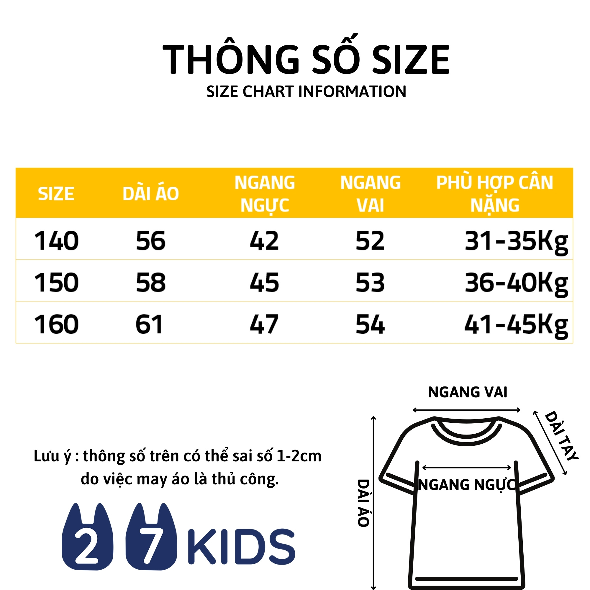 Áo thun bé trai ngắn tay size đại 27Kids áo cộc nam 100% Cotton cho trẻ từ 4-14 tuổi BSTS20