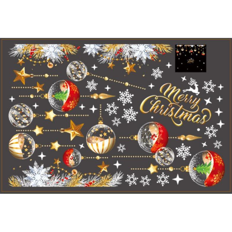 Decal trang trí Noel dây kim tuyến và quả châu treo