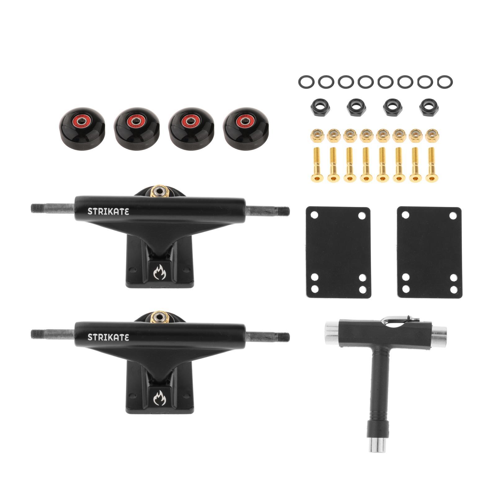 Skateboard Package 5.0" Trucks with 52mm Wheels with Bearings ABEC-11, Skateboard Tool + Components