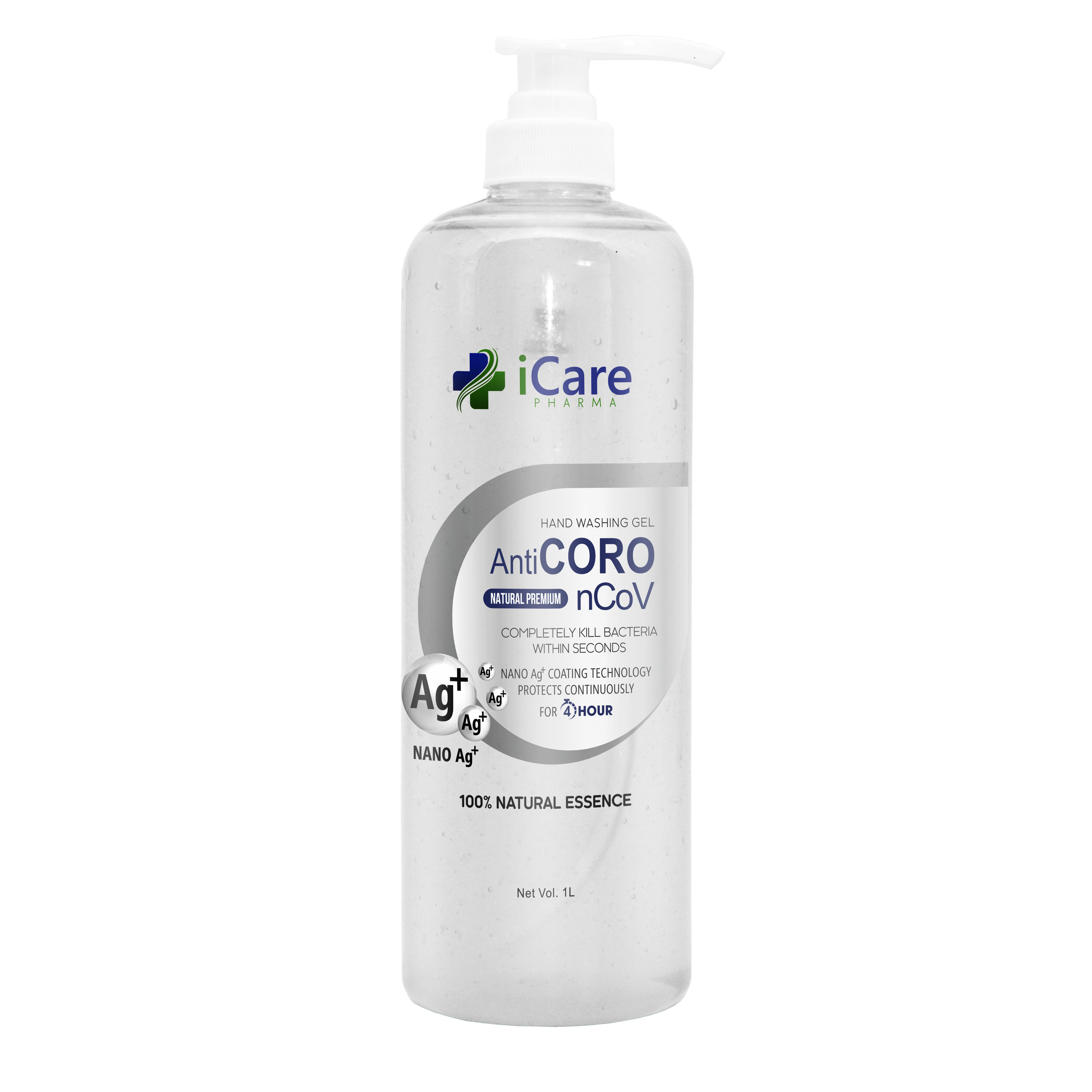 Gel rửa tay khô iCare Pharma - Anti Coro nCoV - Nano Bạc - Chai 1 lít