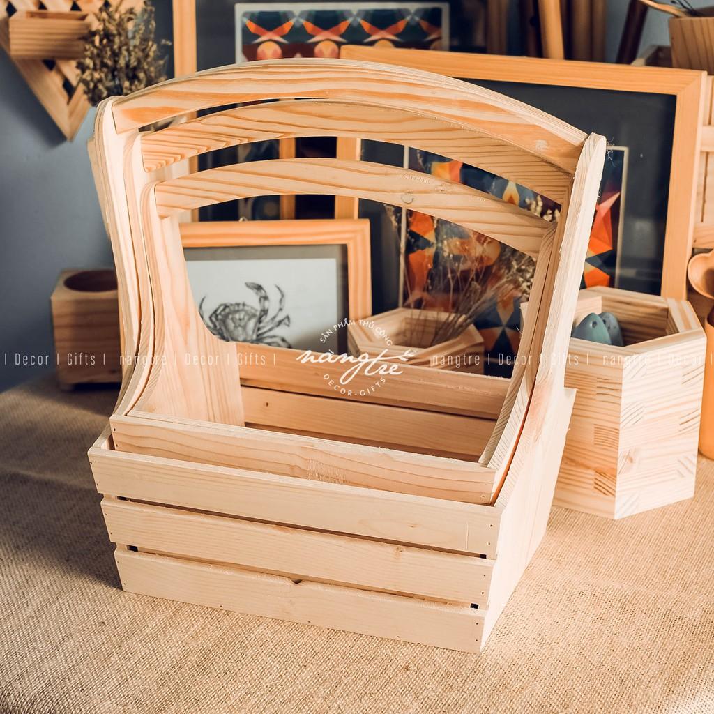 Giỏ gỗ - giỏ quà bằng gỗ,đựng trái cây - Wooden gift basket