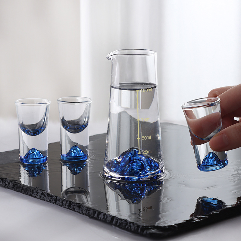 Bộ bình và ly thủy tinh phong cách Luxury Blue Mountain Gift Box