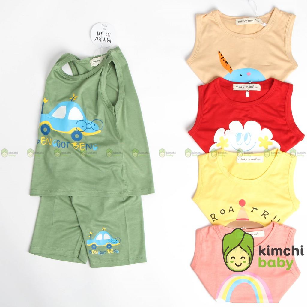 Bộ Ba Lỗ Bé Trai, Bé Gái Minky Mom Vải Thun Lạnh Họa Tiết Kute Dễ Thương, Áo Ba Lỗ Cho Bé Mặc Hè Thoáng Mát MKM3LO2103