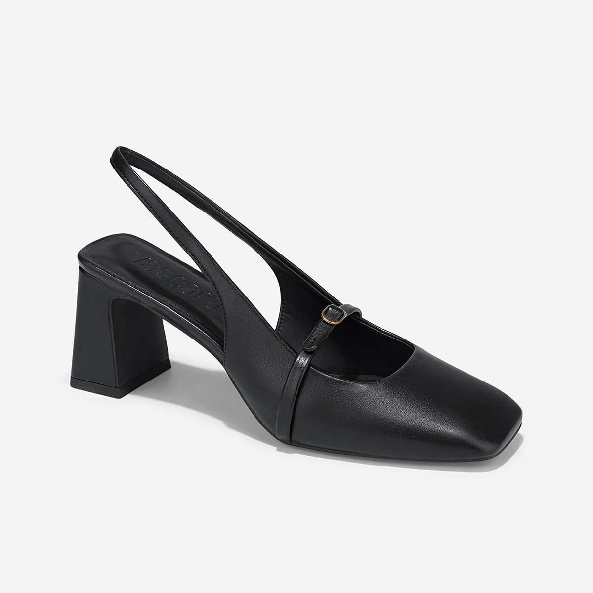 Vascara Giày Slingback Mũi Vuông Nhấn Khóa Gài Cách Điệu - BMN 0678