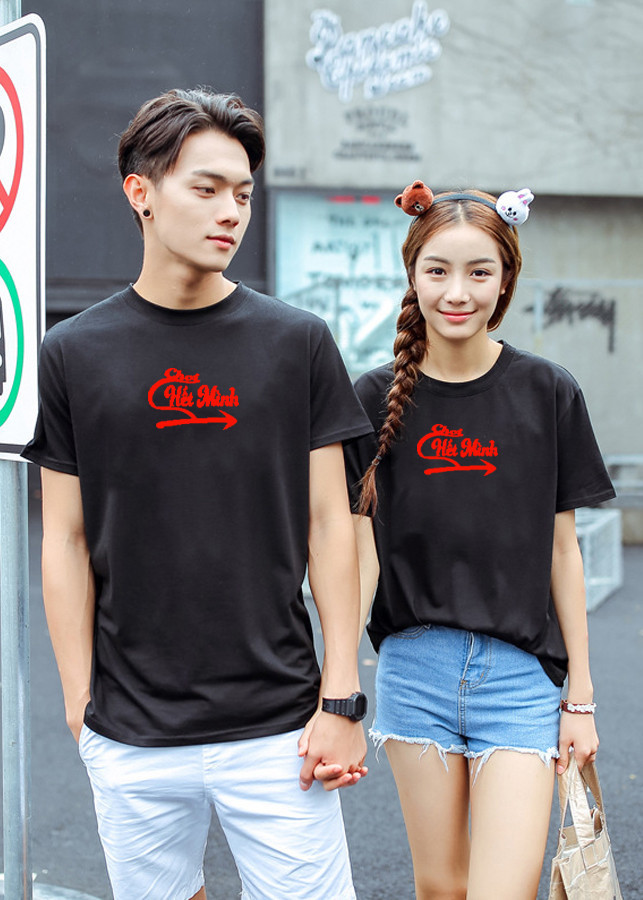 Bộ Áo Thun Đôi Nam Nữ Màu Đen A961