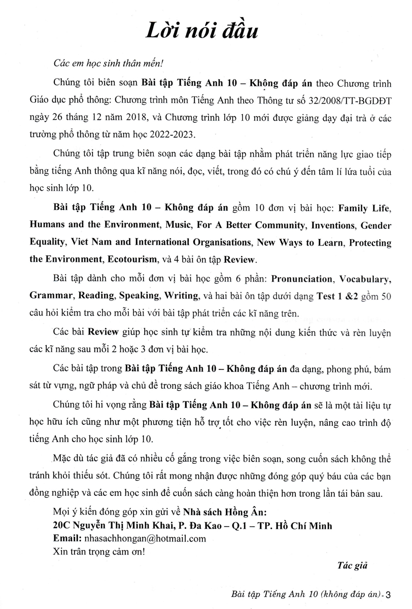 Sách bổ trợ_Bài Tập Tiếng Anh 10 - Không Đáp Án (Biên Soạn Theo Chương Trình Kết Nối Tri Thức)_HA