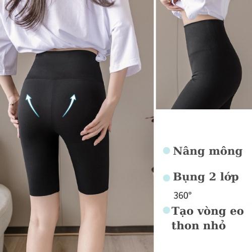 Quần Legging Lửng Siêu Co Giãn Thoáng Mát Nâng Mông Siêu Hót Siêu Đẹp Ngố Nữ Cạp Cao Vải Cotton Cao Cấp