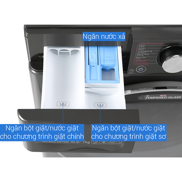 Máy giặt sấy LG Inverter 10.5 kg FV1450H2B - Chỉ giao Hà Nội