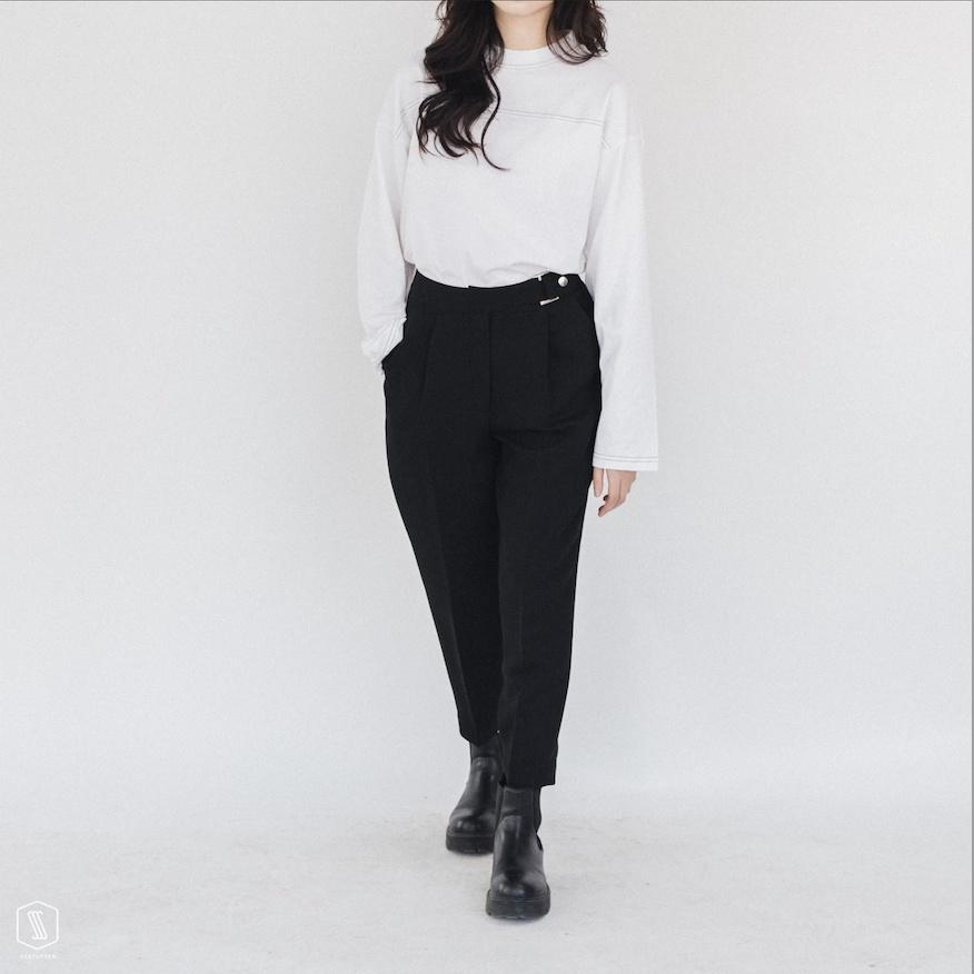 Quần dài nữ SSSTUTTER cạp cao dáng suông thiết kế đai quần tiện lợi high pants her