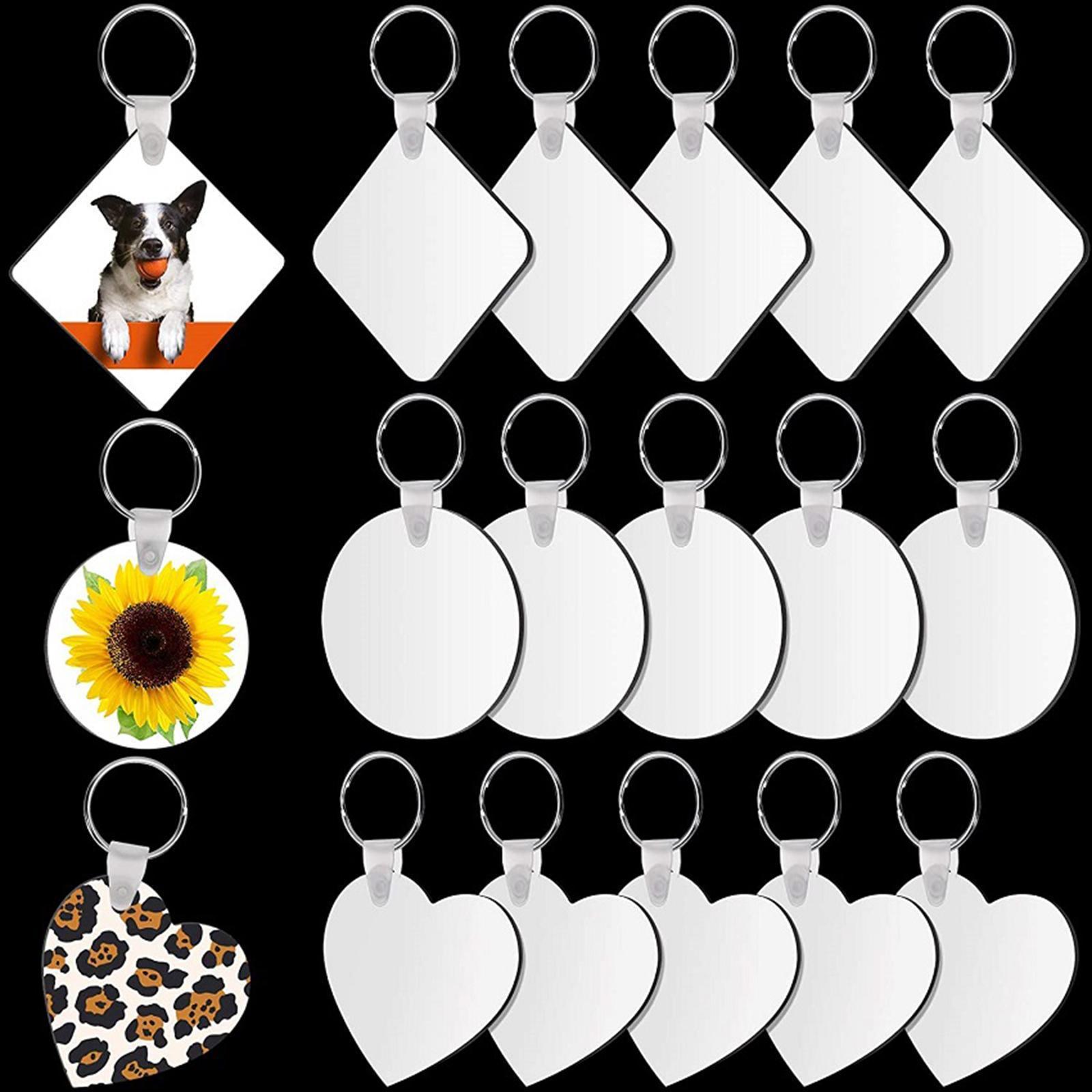 DIY Blank Keychain with Key Rings Sublimation Heat Transfer Keychains 30 Pcs