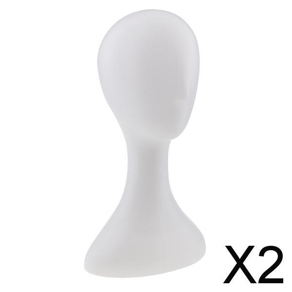 2xFemale Mannequin Manikin Head Wig Glasses Display Model Stand White