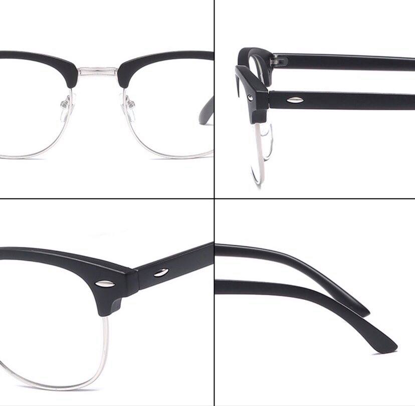 Kính xinh, Kính nửa viền unisex cao cấp màu Đen bạc + tặng tuavit Kính Xinh mini tiện lợi