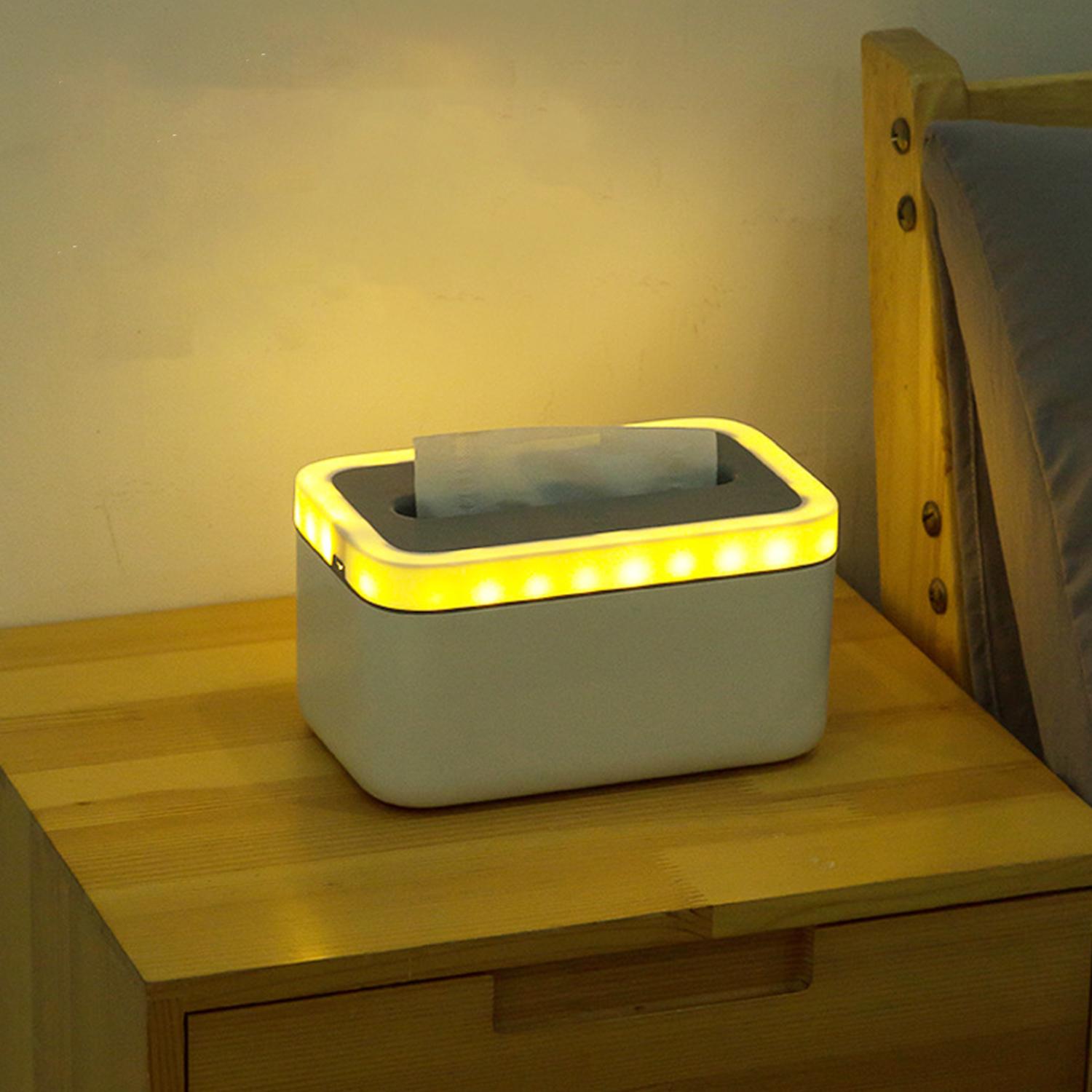 Đèn ngủ cảm ứng với ánh sáng LED để đầu giường kết hợp với hộp đựng khen giấy có thể sạc USB