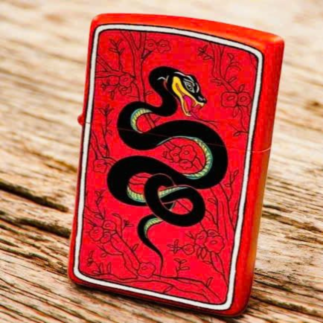 Bật lửa Zippo Year of the Snake - Phiên Bản 12 Con Giáp (Tuổi Tỵ) Thiết Kế Việt Nam, Sơn Tĩnh Điện Đỏ May Mắn Chính Hãng