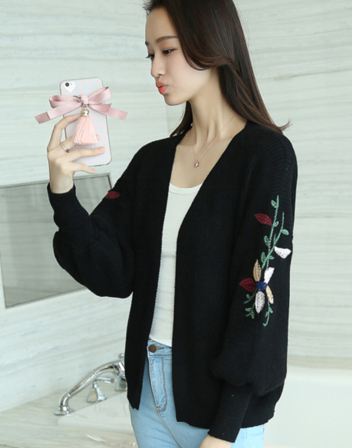 Áo Len Nữ Cardigan Họa Tiết Hoa Xinh Thời Trang Korea ALNO22 MayHomes Kiểu Dáng Tự Do Thoải Mái