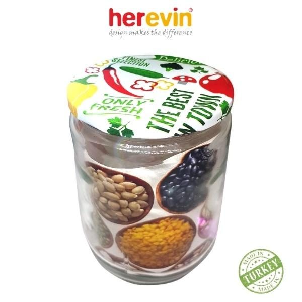 [GIFT] Bộ 3 Hũ Thủy Tinh Nắp Thiếc Herevin 425ml - HEHU332357-807