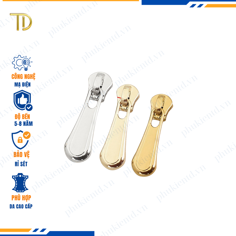 Đầu khóa kéo túi xách, đầu khóa kéo thay thế, đầu khóa kéo balo răng 5, Mạ điện độ bền 5-8 năm