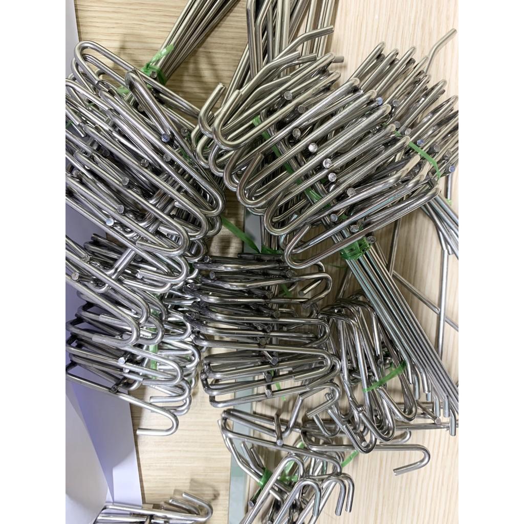 Bộ 10 móc inox cài lưới, tay cài lưới dùng cho tấm lưới treo đồ siêu thị, phụ kiện điện thoại, decor trang trí dài 30 cm