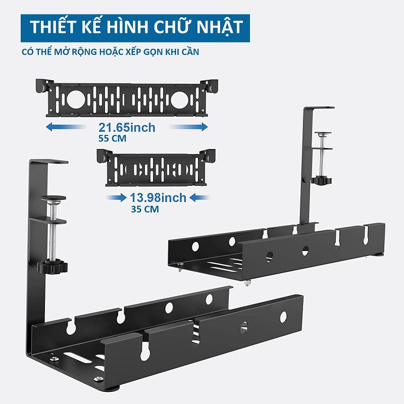 [ Mặt bàn dày đến 5cm ] Giá Đỡ Ổ Điện Kẹp bàn - Kệ Đỡ Dây Cáp Sạc, Dây Điện, Ổ Cắm Điện Gọn Gàng Ngăn Nắp