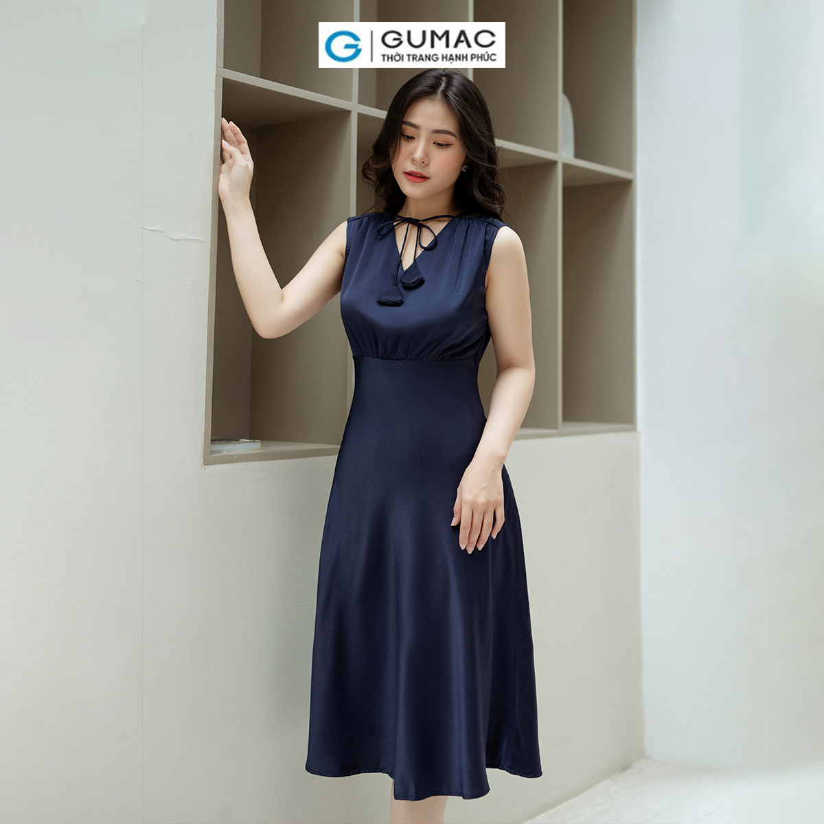Đầm A nơ cách điệu GUMAC DD08042